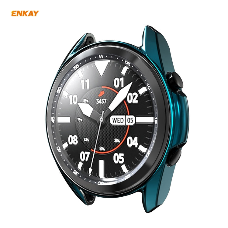 For Samsung Galaxy Watch 3 41mm 2 in 1 ENKAY Hat-Prince Electroplate Soft TPU Case + 0.2mm 9H 2.15D Curved Edge Tempered Glass Film(Cyan) - Watch Cases by ENKAY | Online Shopping South Africa | PMC Jewellery | Buy Now Pay Later Mobicred