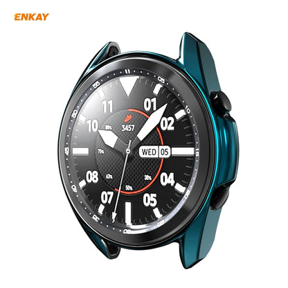 For Samsung Galaxy Watch 3 41mm 2 in 1 ENKAY Hat-Prince Electroplate Soft TPU Case + 0.2mm 9H 2.15D Curved Edge Tempered Glass Film(Cyan) - Watch Cases by ENKAY | Online Shopping South Africa | PMC Jewellery | Buy Now Pay Later Mobicred