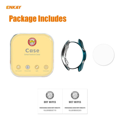 For Samsung Galaxy Watch 3 41mm 2 in 1 ENKAY Hat-Prince Electroplate Soft TPU Case + 0.2mm 9H 2.15D Curved Edge Tempered Glass Film(Cyan) - Watch Cases by ENKAY | Online Shopping South Africa | PMC Jewellery | Buy Now Pay Later Mobicred