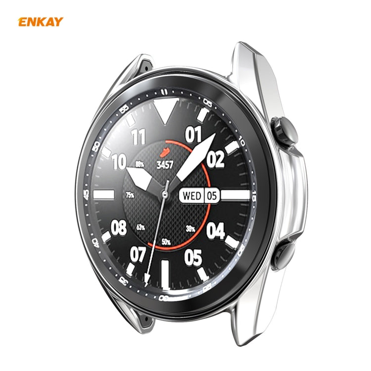 For Samsung Galaxy Watch 3 41mm 2 in 1 ENKAY Hat-Prince Electroplate Soft TPU Case + 0.2mm 9H 2.15D Curved Edge Tempered Glass Film(Silver) - Watch Cases by ENKAY | Online Shopping South Africa | PMC Jewellery | Buy Now Pay Later Mobicred