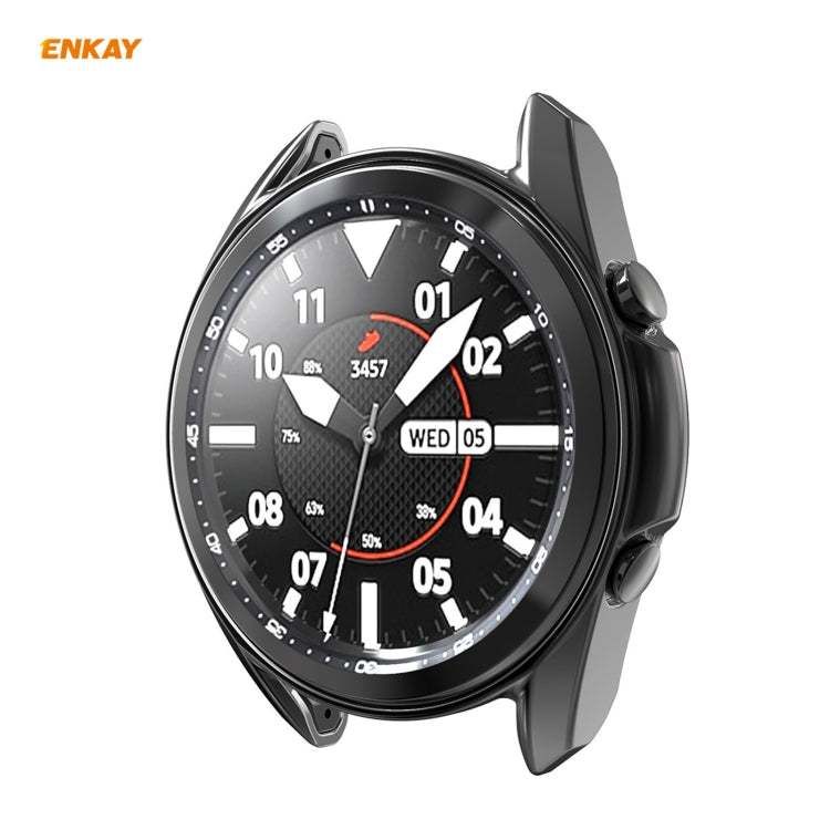 For Samsung Galaxy Watch 3 45mm 2 in 1 ENKAY Hat-Prince Electroplate Soft TPU Case + 0.2mm 9H 2.15D Curved Edge Tempered Glass Film(Black) - Watch Cases by ENKAY | Online Shopping South Africa | PMC Jewellery | Buy Now Pay Later Mobicred