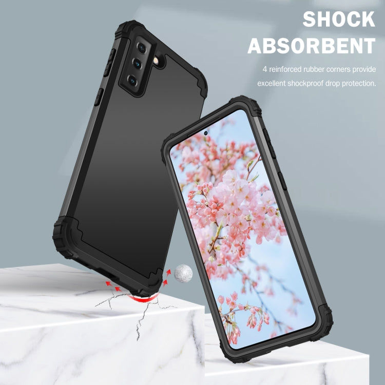 For Samsung Galaxy S21  5G PC+ Silicone Three-piece Anti-drop Mobile Phone Protective Back Cover(Black) - free shipping - PMC TechLife - Order now!