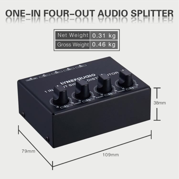 1-In 4-Out Front Stereo Signal Amplifier, Independent Output Volume Adjustment RCA Interface No Loss  Allocator, US Plug -  by PMC Jewellery | Online Shopping South Africa | PMC Jewellery