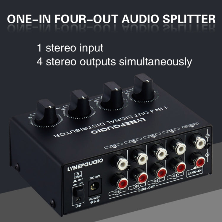 1-In 4-Out Front Stereo Signal Amplifier, Independent Output Volume Adjustment RCA Interface No Loss  Allocator, US Plug -  by PMC Jewellery | Online Shopping South Africa | PMC Jewellery