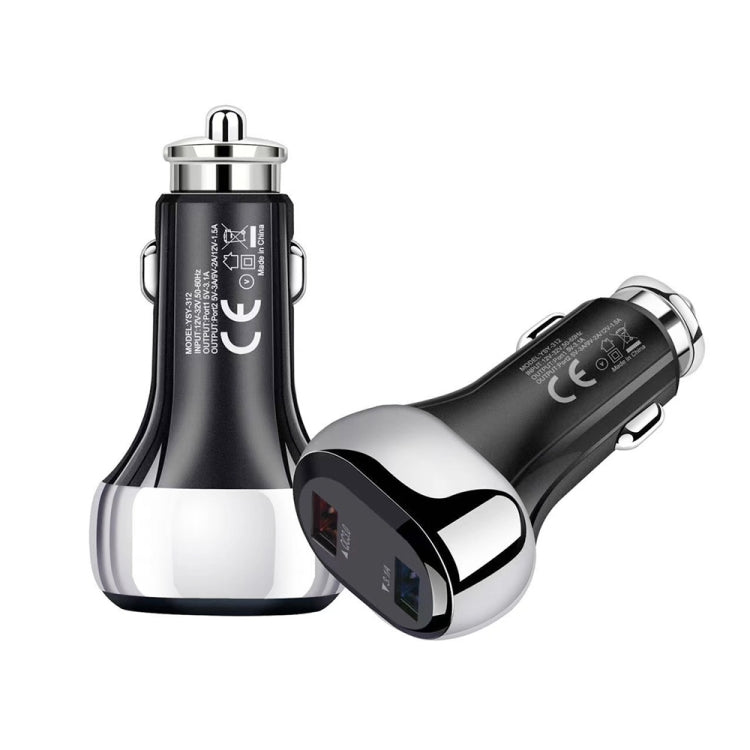 YSY-312 18W Portable QC3.0 Dual USB Mobile Phones and Tablet PCs Universal Car Charger(Black) - Car Charger by PMC Jewellery | Online Shopping South Africa | PMC Jewellery