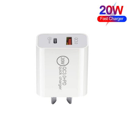 TCS-20WACA 20W PD Type-C + QC 3.0 USB Interface Fast Charging Travel Charger with USB-C / Type-C to 8 Pin Fast Charge Data Cable AU Plug - USB Charger by PMC Jewellery | Online Shopping South Africa | PMC Jewellery