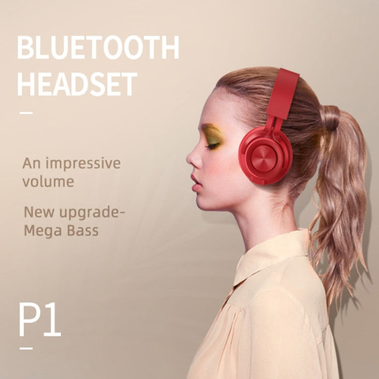 P1 Wireless Bluetooth 5.0 Stereo Soft Leather Earmuffs Foldable Headset Built-in Mic for PC / Cell Phones(Gray) - Headset & Headphone by PMC TechLife | Online Shopping South Africa | PMC TechLife