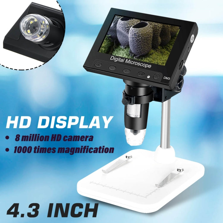 DM4 4.3 Inch LCD Digital Microscope Endoscope with Recording and Stand, HD, 720P, 1000X Zoom - Digital Microscope by PMC Jewellery | Online Shopping South Africa | PMC Jewellery | Buy Now Pay Later Mobicred