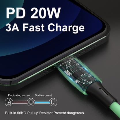 ENKAY Hat-Prince ENK-CB209 PD 20W 3A Type-C to 8 Pin Silicone Data Sync Fast Charging Cable, Cable Length: 1.2m(Green) - Normal Style Cable by ENKAY | Online Shopping South Africa | PMC Jewellery