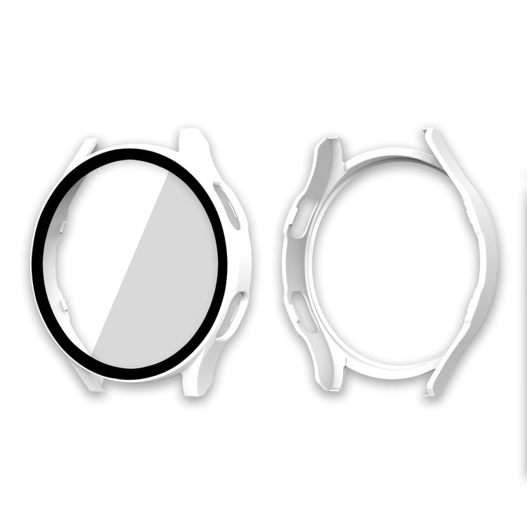 ENKAY Hat-Prince Full Coverage PC Frame + Tempered Glass Protector Composite Case for Samsung Galaxy Watch4 40mm(White) - Watch Cases by ENKAY | Online Shopping South Africa | PMC TechLife | Buy Now Pay Later Mobicred