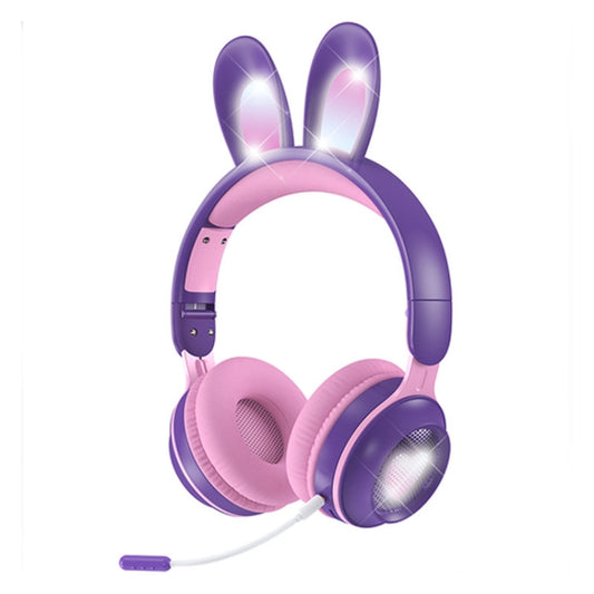 KE-01 Rabbit Ear Wireless Bluetooth 5.0 Stereo Music Foldable Headset with Mic For PC(Taro Purple) - Headset & Headphone by PMC Jewellery | Online Shopping South Africa | PMC Jewellery