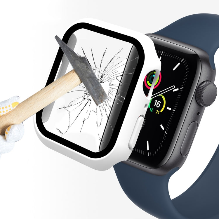 ENKAY Hat-Prince 2 in 1 PC Frame + 9H Tempered Glass Protector Full Coverage Case For Apple Watch Series 8 / 7 41mm(White) - Watch Cases by ENKAY | Online Shopping South Africa | PMC TechLife | Buy Now Pay Later Mobicred
