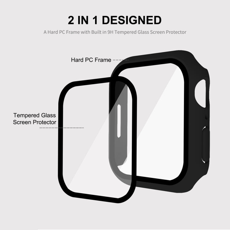 ENKAY Hat-Prince 2 in 1 PC Frame + 9H Tempered Glass Protector Full Coverage Case For Apple Watch Series 8 / 7 45mm(Red) - Watch Cases by ENKAY | Online Shopping South Africa | PMC Jewellery | Buy Now Pay Later Mobicred