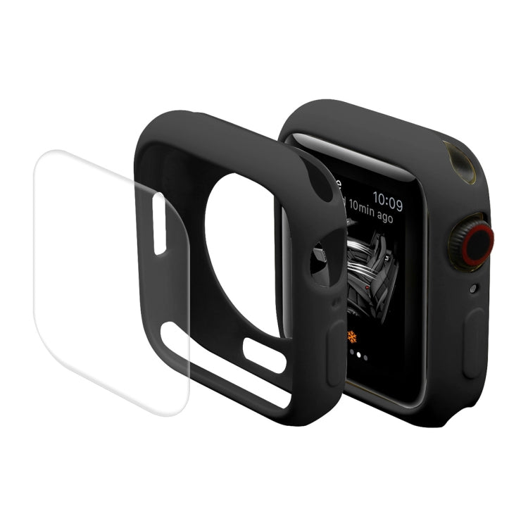 ENKAY Hat-Prince Protective TPU Watch Case + Full Coverage PET Screen Protector Film For Apple Watch Series 8 / 7 41mm(Black) - Watch Cases by ENKAY | Online Shopping South Africa | PMC Jewellery | Buy Now Pay Later Mobicred