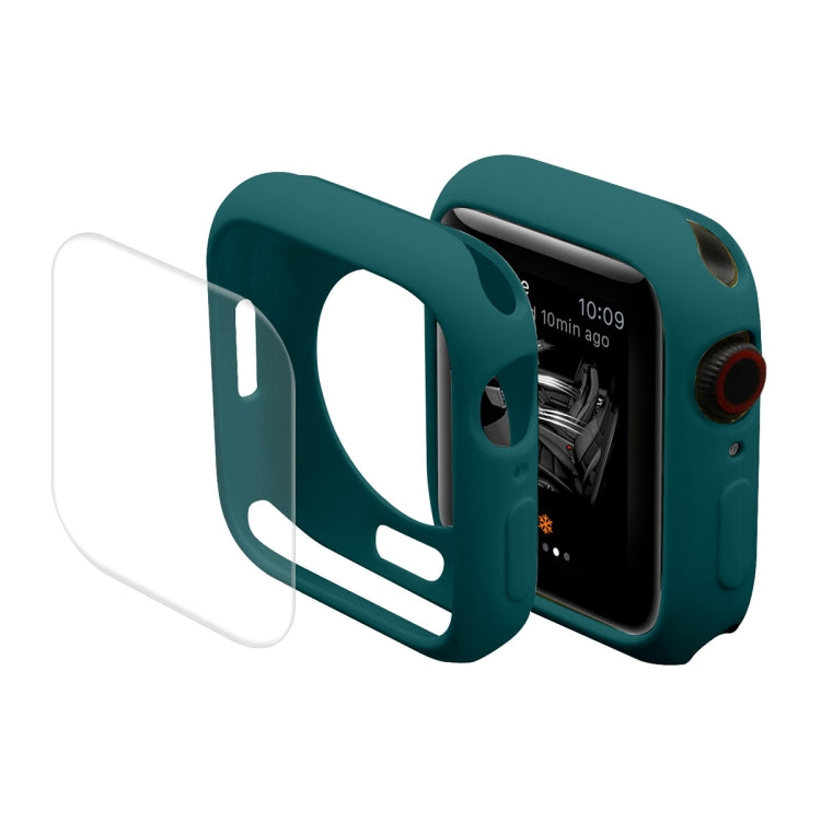 ENKAY Hat-Prince Protective TPU Watch Case + Full Coverage PET Screen Protector Film For Apple Watch Series 8 / 7 41mm(Dark Green) - Watch Cases by ENKAY | Online Shopping South Africa | PMC Jewellery | Buy Now Pay Later Mobicred