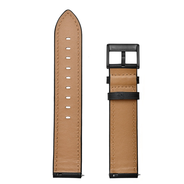 For Huawei Watch GT3 46mm / Watch GT Runner First Layer Leather Sewing Thread Watch Band (Black) - Watch Bands by PMC TechLife | Online Shopping South Africa | PMC TechLife | Buy Now Pay Later Mobicred