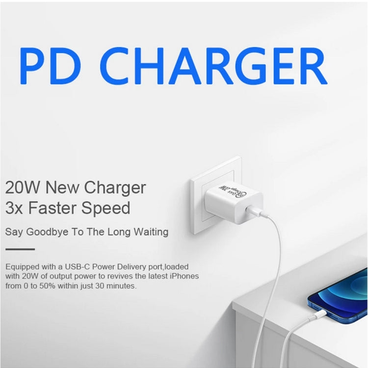 1m AU-20W PD USB-C / Type-C Travel Charger with USB-C to 8 Pin Data Cable, AU Plug - USB Charger by PMC TechLife | Online Shopping South Africa | PMC TechLife | Buy Now Pay Later Mobicred