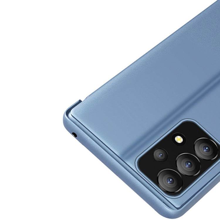 For Samsung Galaxy A73 5G Plated Mirror Flip Leather Case with Holder(Blue) - Galaxy Phone Cases by PMC TechLife | Online Shopping South Africa | PMC TechLife | Buy Now Pay Later Mobicred