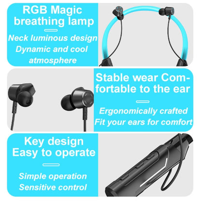 JG4 Flashing LED Neck-mounted Stereo Bluetooth Wireless Earphone(Blue) - Neck-mounted Earphone by PMC Jewellery | Online Shopping South Africa | PMC Jewellery