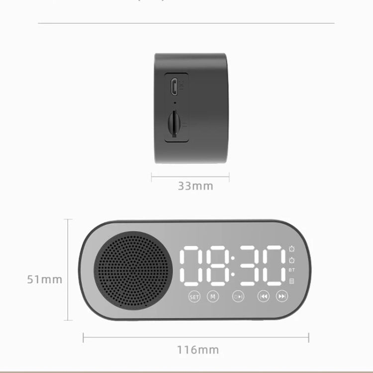 Z7 Digital Bluetooth 5.0 Speaker Multi-function Mirror Alarm Clock FM Radio(Black) - Desktop Speaker by PMC Jewellery | Online Shopping South Africa | PMC Jewellery