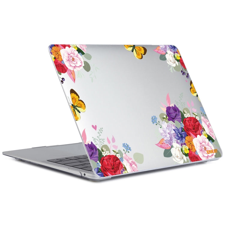 ENKAY Flower Series Pattern Laotop Protective Crystal Case For MacBook Pro 13.3 inch A1706 / A1708 / A1989 / A2159(Rose) - MacBook Pro Cases by ENKAY | Online Shopping South Africa | PMC Jewellery