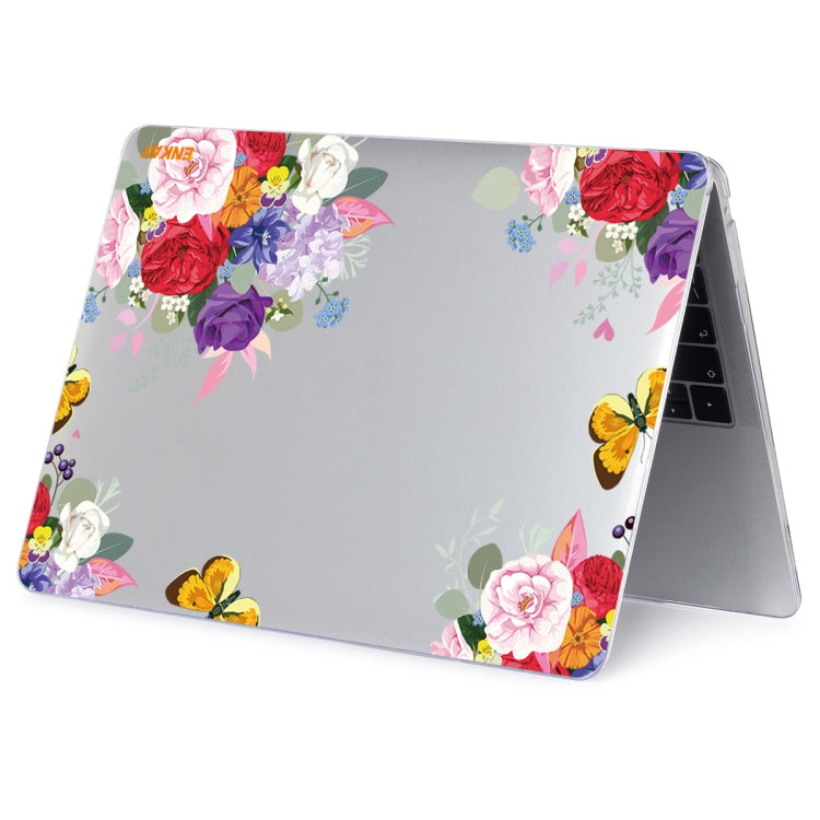 ENKAY Flower Series Pattern Laotop Protective Crystal Case For MacBook Pro 15.4 inch A1707 / A1990(Rose) - MacBook Pro Cases by ENKAY | Online Shopping South Africa | PMC TechLife | Buy Now Pay Later Mobicred