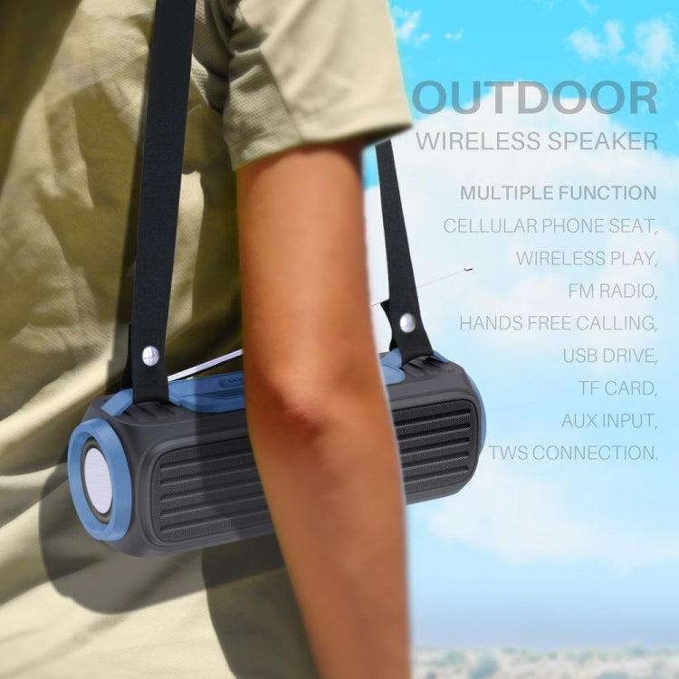 NewRixing NR903F TWS Portable Outdoor Bluetooth Speaker Support TF Card / FM(Blue) - free shipping - PMC TechLife - Order now!