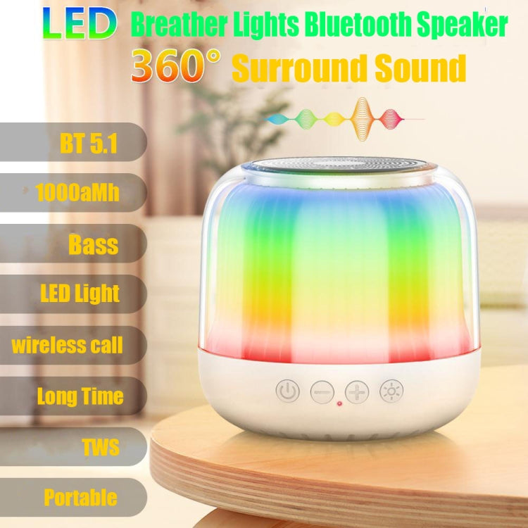 JY12 Full-screen RGB LED Breather Light Wireless Bluetooth Speaker(White) - Mini Speaker by PMC TechLife | Online Shopping South Africa | PMC TechLife
