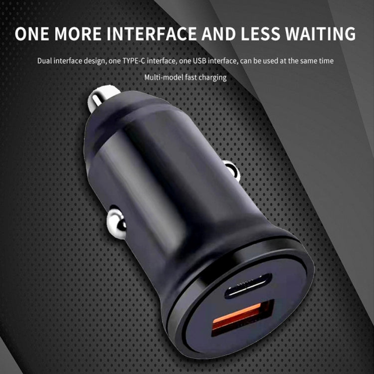 WKN-707 PD 20W USB-C / Type-C + QC 3.0 25W USB Mini Car Charger with USB-C / Type-C to 8 Pin Data Cable, Cable Length: 1m(Black) - Car Charger by PMC Jewellery | Online Shopping South Africa | PMC Jewellery