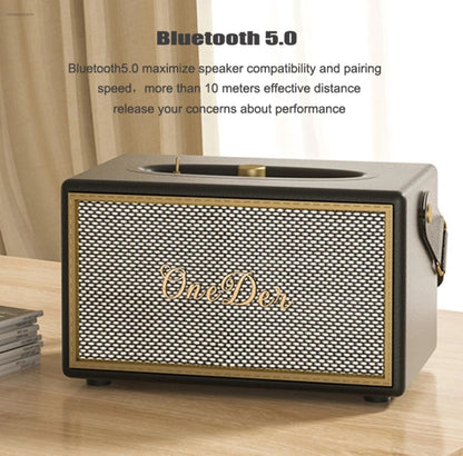 Oneder D6 40W Retro Classic Wooden Portable Outdoor Bluetooth Speaker(Brown) - Desktop Speaker by OneDer | Online Shopping South Africa | PMC Jewellery | Buy Now Pay Later Mobicred