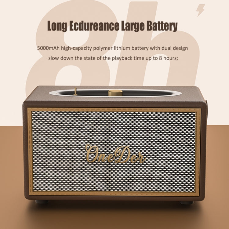 Oneder D6 40W Retro Classic Wooden Portable Outdoor Bluetooth Speaker(Brown) - Desktop Speaker by OneDer | Online Shopping South Africa | PMC Jewellery | Buy Now Pay Later Mobicred