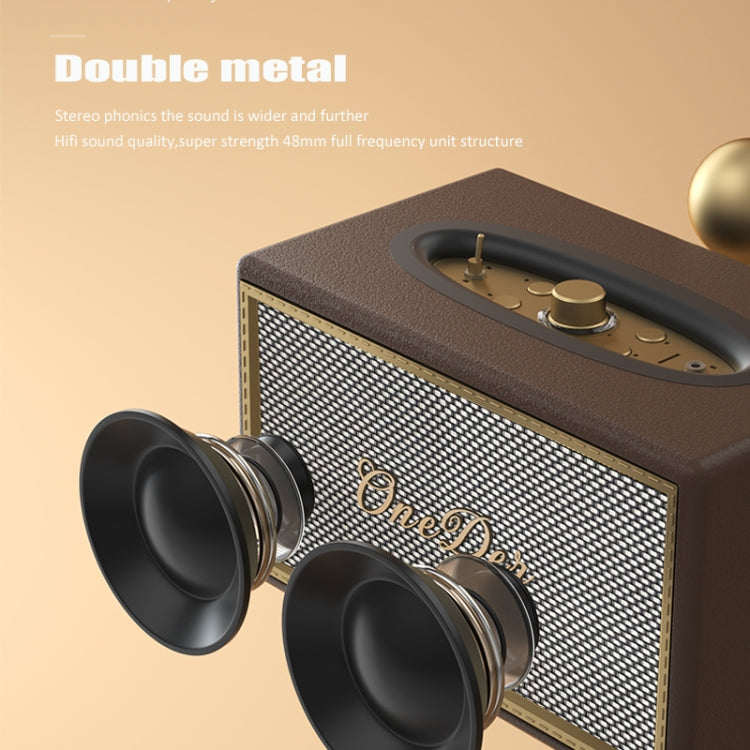 Oneder D6 40W Retro Classic Wooden Portable Outdoor Bluetooth Speaker(Brown) - Desktop Speaker by OneDer | Online Shopping South Africa | PMC Jewellery | Buy Now Pay Later Mobicred