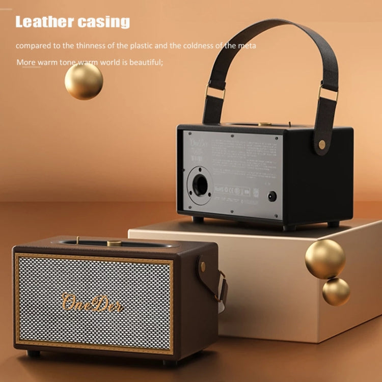 Oneder D6 40W Retro Classic Wooden Portable Outdoor Bluetooth Speaker(Black) - Desktop Speaker by OneDer | Online Shopping South Africa | PMC Jewellery | Buy Now Pay Later Mobicred