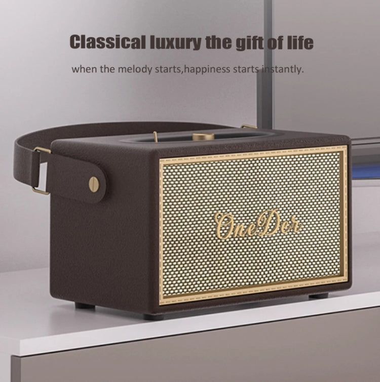 Oneder D6 40W Retro Classic Wooden Portable Outdoor Bluetooth Speaker(Black) - Desktop Speaker by OneDer | Online Shopping South Africa | PMC Jewellery | Buy Now Pay Later Mobicred