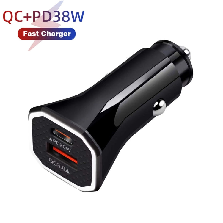 TE-P22 38W PD USB-C / Type-C + QC3. 0 USB Car Charger with 1m USB to USB-C / Type-C Data Cable(Black) - Car Charger by PMC Jewellery | Online Shopping South Africa | PMC Jewellery