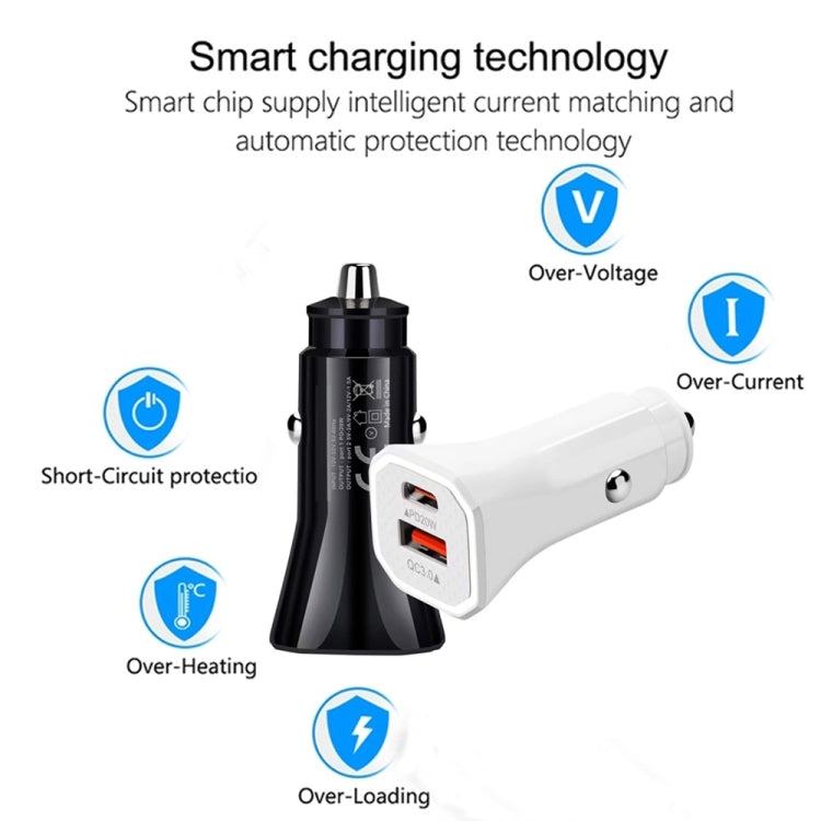 TE-P22 38W PD USB-C / Type-C + QC3. 0 USB Car Charger with 1m USB to USB-C / Type-C Data Cable(Black) - Car Charger by PMC TechLife | Online Shopping South Africa | PMC TechLife