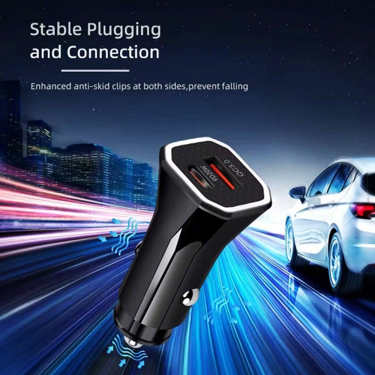 TE-P22 38W PD USB-C / Type-C + QC3. 0 USB Car Charger with 1m USB-C / Type-C to 8 Pin Data Cable(White) - Car Charger by PMC TechLife | Online Shopping South Africa | PMC TechLife