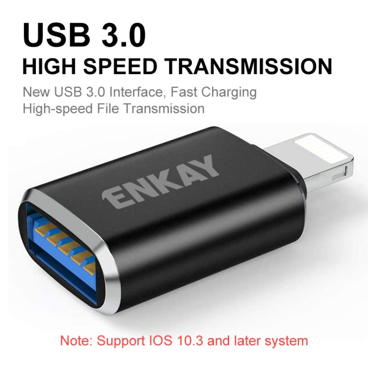 ENKAY ENK-AT110 8 Pin Male to USB 3.0 Female Aluminium Alloy OTG Adapter(Black) - Converter & Adapter by ENKAY | Online Shopping South Africa | PMC Jewellery