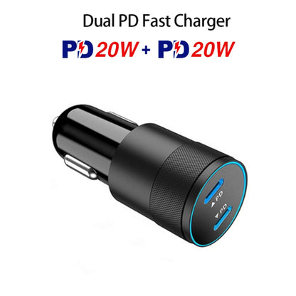 PD 40W Dual PD3.0 Type-C Car Charger(Black) - Car Charger by PMC Jewellery | Online Shopping South Africa | PMC Jewellery