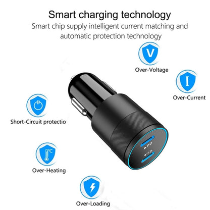 Dual PD 3.0 40W Type-C Car charger with 1m Type-C to Type-C Data Cable(Grey) - Car Charger by PMC Jewellery | Online Shopping South Africa | PMC Jewellery