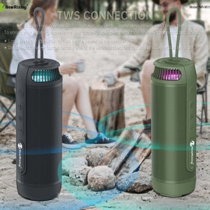 NewRixing NR9015 14W Portable IPX6 Waterproof TWS Stereo Bluetooth Speaker(Green) - Waterproof Speaker by New Rixing | Online Shopping South Africa | PMC Jewellery