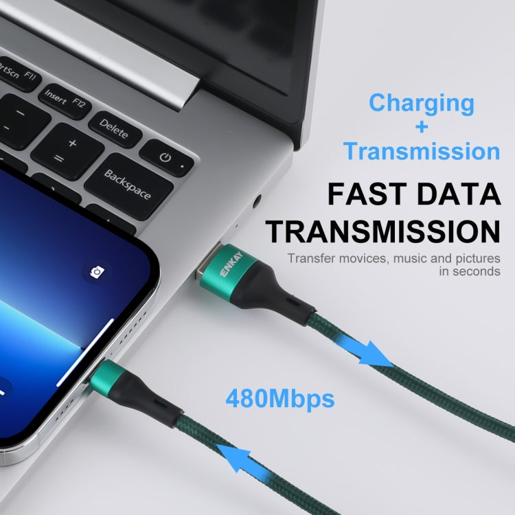 ENKAY ENK-CB118 1m USB 3.0 to 8 Pin 3A Fast Charging Sync Data Cable(Green) - Normal Style Cable by ENKAY | Online Shopping South Africa | PMC Jewellery