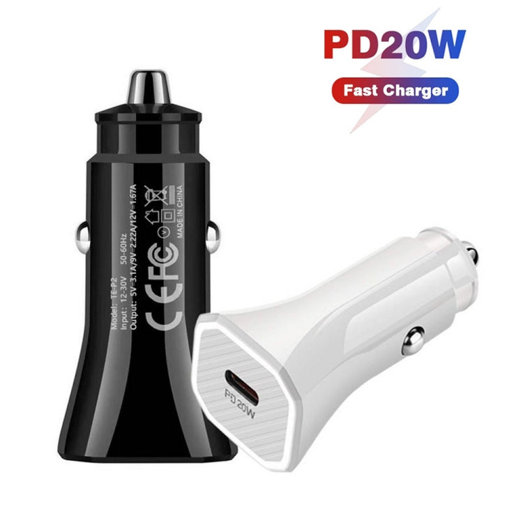 TE-P2 PD20W USB-C / Type-C Car Charger with Type-C to 8 Pin Data Cable(Black) - Car Charger by PMC TechLife | Online Shopping South Africa | PMC TechLife