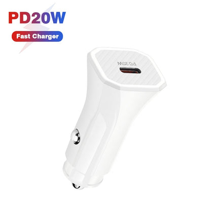 TE-P2 PD20W USB-C / Type-C Car Charger with Type-C to Type-C Data Cable(White) - Car Charger by PMC Jewellery | Online Shopping South Africa | PMC Jewellery