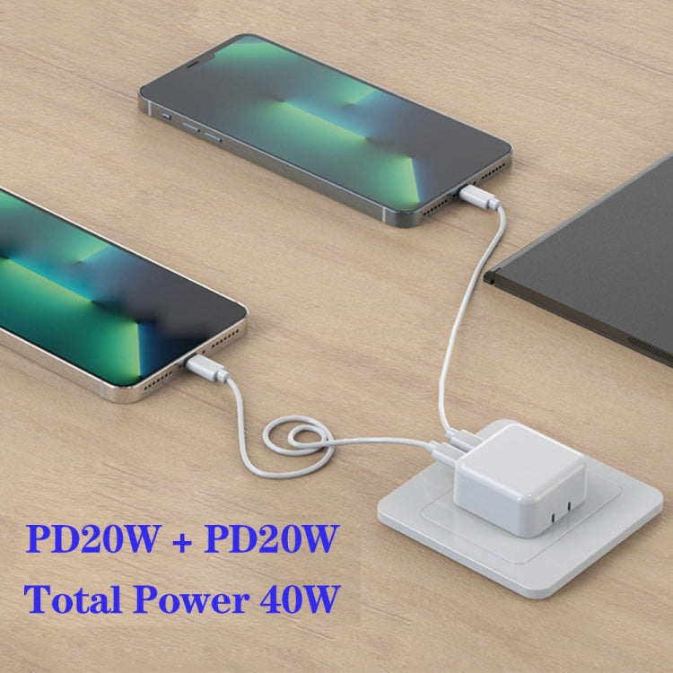 SDC-40W Dual PD USB-C / Type-C Ports Charger with 1m Type-C to 8 Pin Cable, AU Plug - USB Charger by PMC Jewellery | Online Shopping South Africa | PMC Jewellery