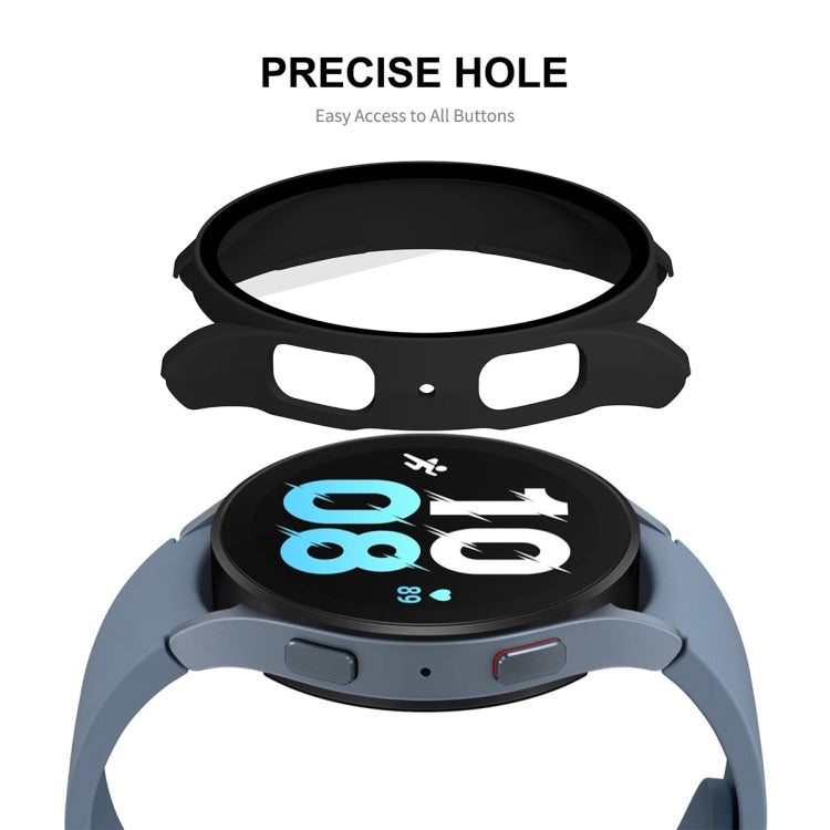 For Samsung Galaxy Watch5 40mm ENKAY Hat-Prince Full Coverage PC Frame + 9H Tempered Glass Case(Silver) - Watch Cases by ENKAY | Online Shopping South Africa | PMC Jewellery | Buy Now Pay Later Mobicred