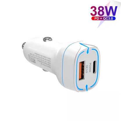 38W PD20W + QC3.0 USB Car Charger with USB to Micro USB Data Cable, Length: 1m(White) - Car Charger by PMC Jewellery | Online Shopping South Africa | PMC Jewellery