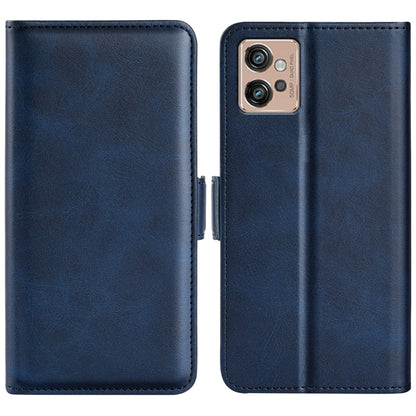 For Motorola Moto G32 Dual-side Magnetic Buckle Leather Phone Case(Dark Blue) - Motorola Cases by PMC Jewellery | Online Shopping South Africa | PMC Jewellery