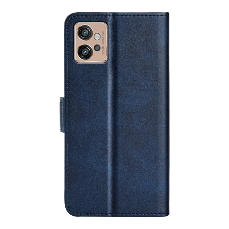 For Motorola Moto G32 Dual-side Magnetic Buckle Leather Phone Case(Dark Blue) - Motorola Cases by PMC Jewellery | Online Shopping South Africa | PMC Jewellery