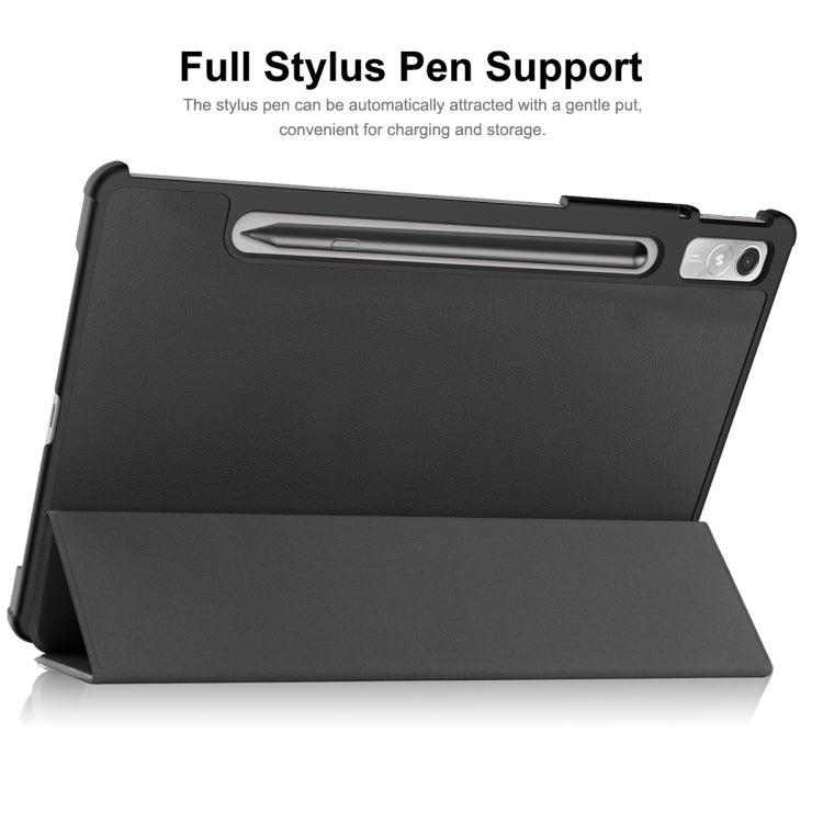 For Lenovo Tab P11 Pro Gen2 11.2 inch 2022 ENKAY Tri-fold Custer Texture Leather Stand Smart Case(Black) - Lenovo by ENKAY | Online Shopping South Africa | PMC TechLife | Buy Now Pay Later Mobicred